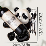 1 Portabotellas de Vino Elegante Panda - Encantador Decoración para Salón, Armario de Vino o Soporte de TV - Material de Loza de Alta Calidad, Perfecto para Espacios Modernos, Decoración de Habitación