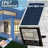 1pc Faro de inundación solar con control remoto, iluminación LED exterior regulable, ABS y vidrio, montaje semi empotrado, acabado pulido, impermeable, sensor de infrarrojos, alimentado por energía solar con batería de litio, panel fotovoltaico no extraí