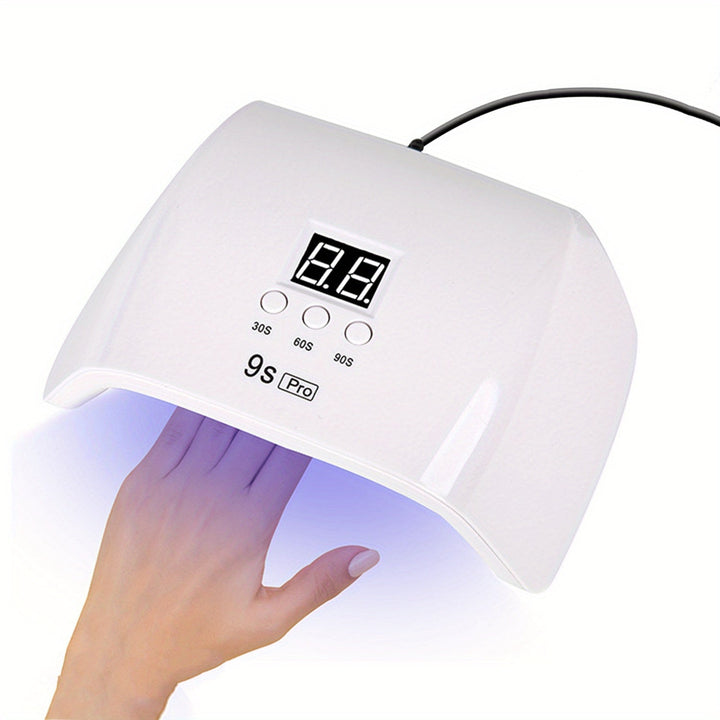 Linterna de Uñas 120W Alta Velocidad con 3 Ajustes de Temporizador, Pantalla Digital y Brillo Ajustable - Rápida para Manicura Profesional en Casa o Salón, Alimentación USB, Herramienta de Manicura | Interfaz Fácil de Usar | Acabado Blanco Brillante, Sum
