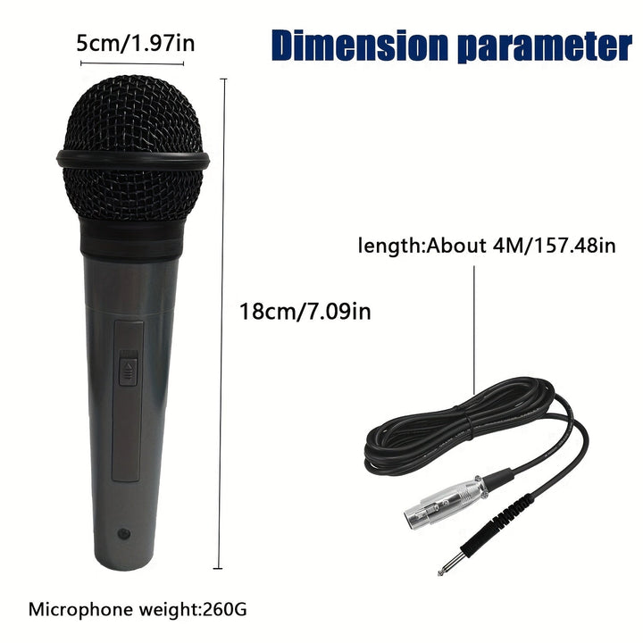 Micrófono con Cable Portátil para Karaoke, Canto e Instrumentos - Micrófono Dinámico Profesional de Alta Calidad y Uso Multifuncional