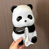 1 caja de pañuelos en forma de panda - Diseño negro y blanco, forma cuadrada elegante, perfecta para decorar el salón o el baño, accesorio de baño | Diseño juguetón | Resina duradera, decoración de panda