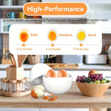 1 pieza de hervidor de huevos de aguas termales para casa, puede ser utilizado en el microondas para hervir 4 huevos al mismo tiempo, equipado con tapa selladora de rosca y separador para viajes en RV, hervidor portátil.