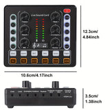 Kit Completo de Podcast con Tarjeta de Sonido V8 y Micrófono de Condensador - Jack de Audio Alimentado por USB para Grabación, Streaming, Juegos | Compatible con Computadoras, Smartphones | Incluye Tarjeta de Sonido en Vivo, Auriculares, Cables y Accesor