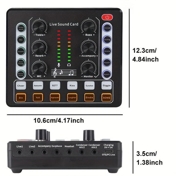 Kit Completo de Podcast con Tarjeta de Sonido V8 y Micrófono de Condensador - Jack de Audio Alimentado por USB para Grabación, Streaming, Juegos | Compatible con Computadoras, Smartphones | Incluye Tarjeta de Sonido en Vivo, Auriculares, Cables y Accesor