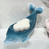 1pc Estrella Creativa Cielo de Cerámica Jabonera en forma de delfín, Soporte de jabón con drenaje en forma de pez para uso en el hogar