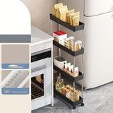 Carrito de almacenamiento rodante delgado de 4 niveles con ruedas, organizador de plástico blanco/negro para cocina, baño o sala de estar - 35,8" de altura, soporte de piso de múltiples capas, diseño fácil de mover y almacenar, carritos de utilidad