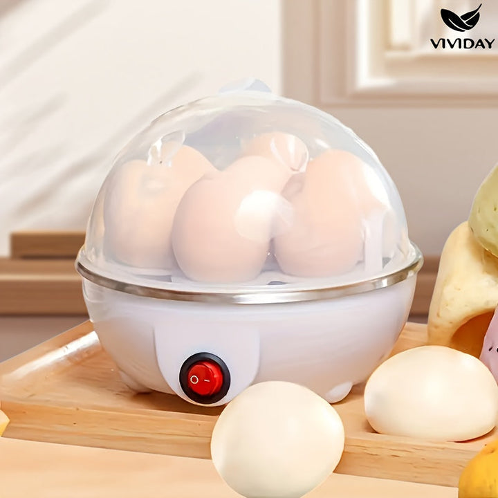 Cocedor automático de huevos de 1 pieza con función de apagado automático, hervidor de huevos multifuncional, acero inoxidable apto para alimentos, enchufe estadounidense de 110V-10V, material PP, sin necesidad de pilas, utensilio esencial en la cocina p