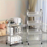 Carro de Almacenamiento Acrílico Multifuncional con Ruedas Giratorias de 360° - Apto para Todas las Estaciones, Capacidad para 10 Artículos, Organizador Transparente para Oficina, Dormitorio, Baño y Cocina | Multiusos, Estante de Pie, con Tubos Metálicos