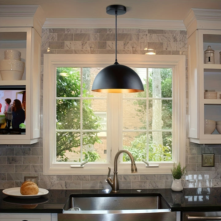 2 piezas de lámpara colgante retro negra estilo industrial dorado, iluminación comercial para centros comerciales, cafés, hoteles, adecuada para oficinas festivas, dormitorios, salones de fiestas, decoración navideña (bombillas no incluidas)