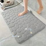 Tapete de baño de espuma de memoria extra suave, tapete antideslizante para baño, patrón de guijarros - Secado rápido, antideslizante, lavable en máquina - Decoración de baño perfecta con ducha