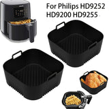 1/2 piezas de bandeja de hornear de silicona para freidora de aire, compatible con modelos Philips HD9252, HD9200 y HD9255, superficie antiadherente para limpieza fácil en freidora de aire, horno y microondas.