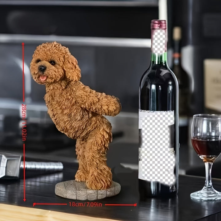 Rack de Vino Europeo Creativo para el Hogar, Decoración de Vino para el Salón, Bar, Teddy Dog, Rack de Vino Tinto, Decoración Divertida | Portavino Decorativo | Construcción de Resina