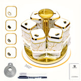 Estante giratorio de especias con 6 frascos de especias: Ahorra espacio y conveniencia - Organizador de cocina - Incluye 6 frascos de especias etiquetados, Estante giratorio de especias/Organizador de especias/Organizador de especias, Acero inoxidable