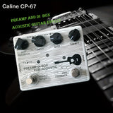 CALINE CP-67 Preamplificador y caja DI para guitarra acústica - Aleación de aluminio, 4 palancas, 6 efectos, para una mejor calidad de sonido, accesorio para guitarra