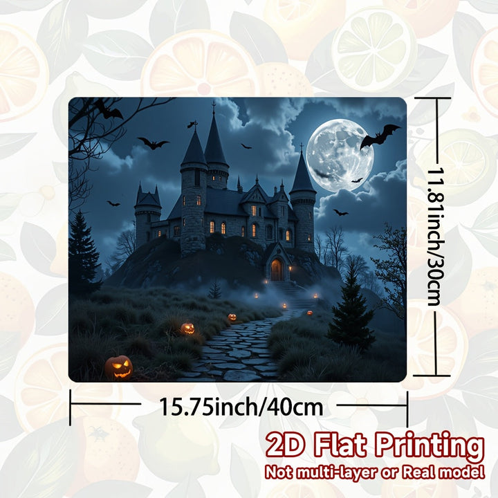 1pc Protector de Estufa para Halloween - Castillo Gótico en el Bosque, Murciélagos y Calabazas Iluminadas - Compatible con Cocinas de Gas/Inducción, Lavadoras y Secadoras - Resistente a Arañazos y Derrames - Decoración Fácil de Limpiar para Fiestas de Ha