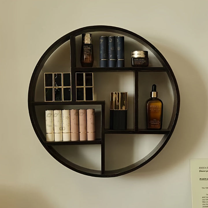 Estantería de Pared de Madera al Estilo Chino Vintage - Exhibición de Almacenamiento Abierto para Salón de Peluquería, Estante de Vino y Más