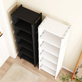 Estante para zapatos metálico ajustable de 4/6/8 niveles, sin necesidad de herramientas, portátil, ideal para dormitorios y hogar, solución de almacenamiento multinivel para tenis y calzado, diseño sencillo en blanco/negro, organizador de zapatos durader