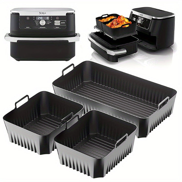 3 piezas de revestimientos antiadherentes de silicona para freidora de aire, compatibles con AF500UK, fáciles de limpiar, reutilizables, aptos para alimentos, utensilios de cocina.