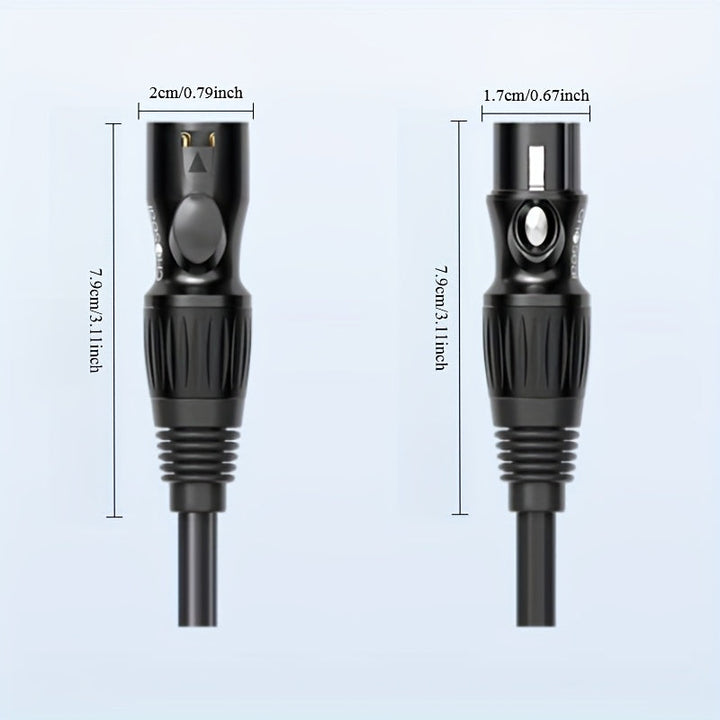 Cable de extensión XLR chapado en oro de CHOSEAL - Cable de audio de 3 pines masculino a femenino con protección de papel aluminio y blindaje trenzado, carcasa de aleación para mezclador de micrófono y amplificador, equipo de audio profesional | Cable de