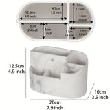 Portacepillos de resina color mármol blanco, organizador de baño independiente para cepillo de dientes eléctrico, pasta dental, rastrillo, bolas de algodón, hisopos, hilo dental y caja de almacenamiento para artículos de maquillaje