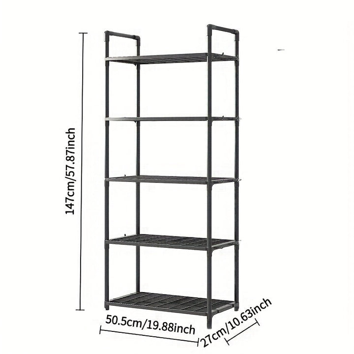Estantería de Plástico Resistente de 5 Niveles - Organizador Multifuncional Ajustable y Apilable con Estantes Abiertos, Diseño Independiente Ahorrador de Espacio para Cocina, Garaje o Despensa - Unidad de Almacenamiento Moderna y Duradera