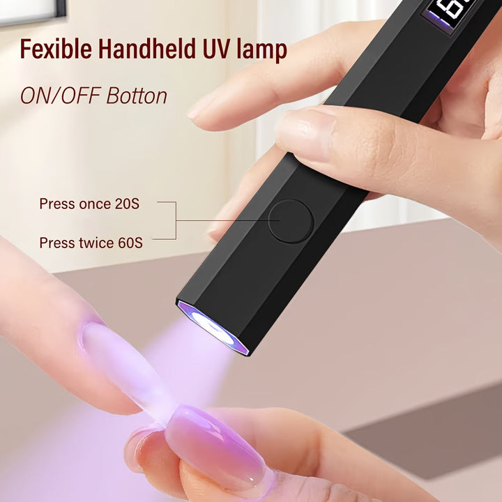 Mini luz para uñas con pantalla LED, recargable, secado rápido, compacta, portátil, mano y pie, solidifica todas las herramientas de arte de uñas en gel