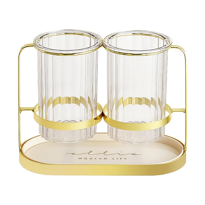 Porta Utensilios de Lujo Ligero | Soporte de Hierro + Bandeja Transparente PET para Cuchillos, Tenedores y Cucharas | Organizador de Encimera sin Taladro