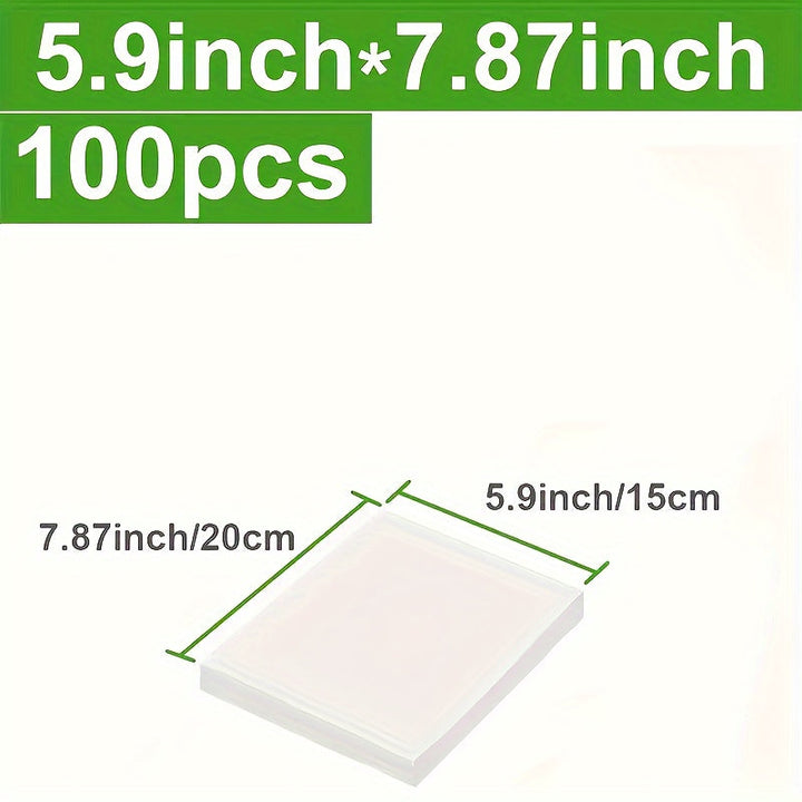 100 piezas Bolsas de Sellado al Vacío Premium - Conservación de Alimentos Hermetica, Almacenamiento y Solución de Organización para Cocina - Reutilizables, Duraderas y Libres de BPA Esenciales para el Hogar