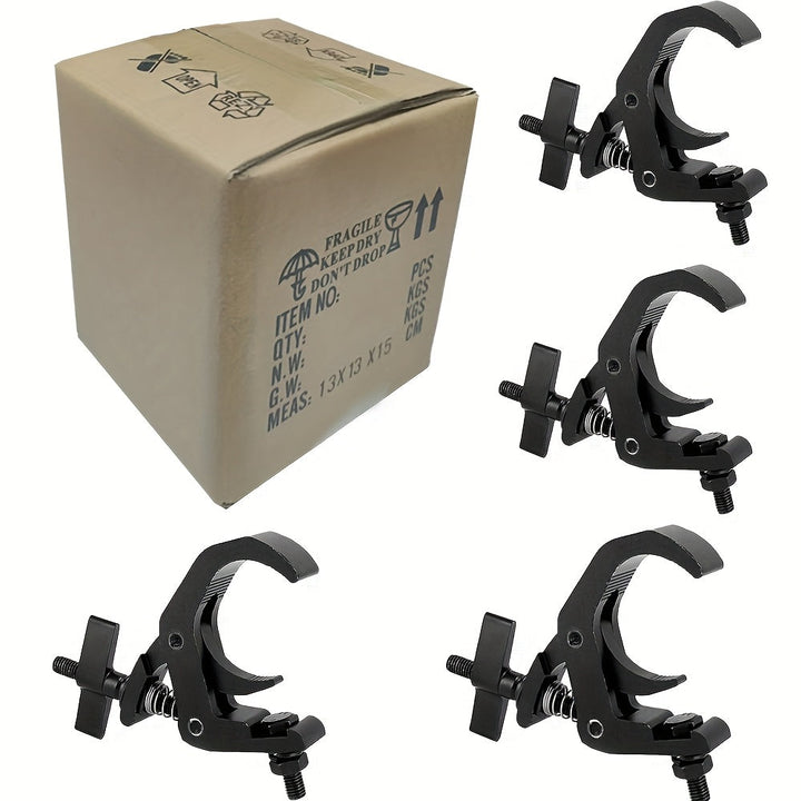 4 piezas de ganchos de luz de escenario de aluminio ajustables - Ganchos de luz par negros para uso al aire libre, aluminio duradero con capacidad de carga de 150 kg, se adapta a tubos de 40 mm-60 mm, diseño resistente para eventos iluminados, accesorios
