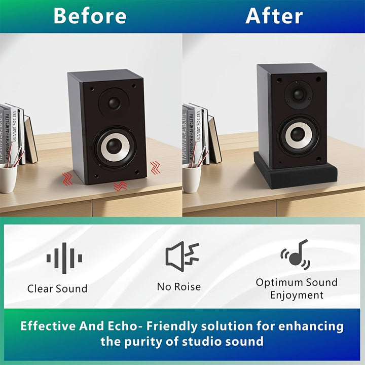 1pc Almohadillas de Aislamiento para Altavoces de Alta Densidad - 1 Par, Espuma Acústica Negra para Reducción de Vibraciones y Ruido, Ideales para Altavoces de Estantería y Computadora de Escritorio