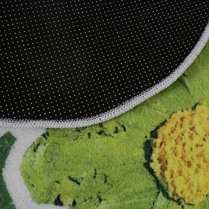 1pc Alfombra de Goma Antideslizante con Diseño de Margaritas Verdes y Blancas, Fibra de Poliéster, Ideal para Protección de Pisos de Dormitorio, Cocina o Baño, Alfombra Decorativa para Piso | Alfombra de Baño | Alfombra de Goma Antideslizante