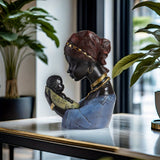 Estatua artesanal de Madre e Hijo africano, Figura de resina para decoración del hogar, Escultura decorativa para estantería, armario, escritorio, soporte de TV y entrada