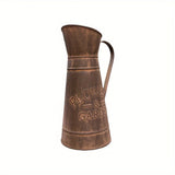 Jarrón de Hierro al Estilo Vintage con Diseño en Relieve - Ideal para Flores Secas, Decoración del Hogar y Jardín