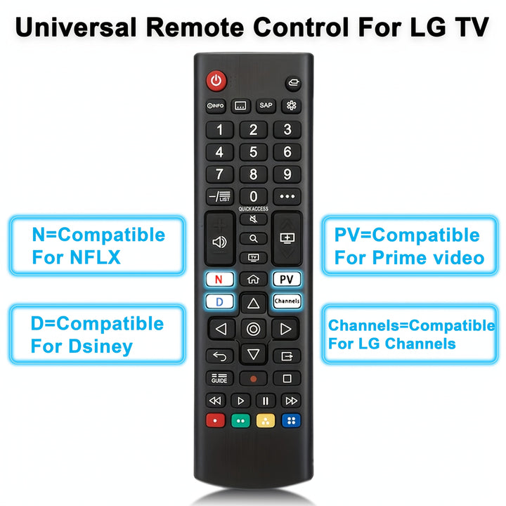 Control remoto universal de reemplazo para televisores inteligentes LG - Compatible con series OLED, UHD, QNED y NanoCell (UP70-UP87, OLED A1-G2, QNED 80-99, Nano 55-99, UQ9000-UQ8000), carga con batería o USB, sin componentes electrónicos, tarjeta madre