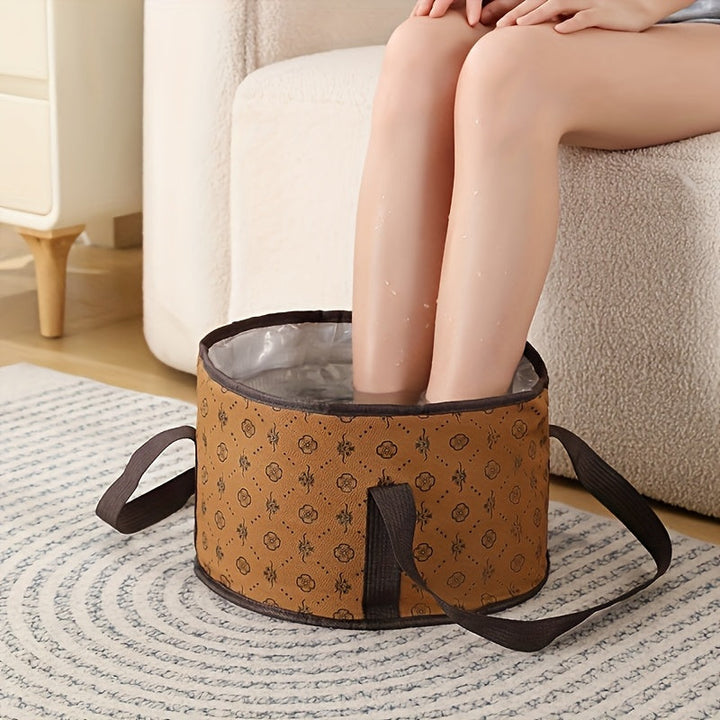 1 pieza, bañera de pies portátil plegable - Aislada con papel de aluminio grueso extra grande, hasta la rodilla, cubo de spa para pies, amigable para viajes, uso doméstico ligero, no necesita energía, experiencia de spa | Diseño plegable | Aislamiento gr