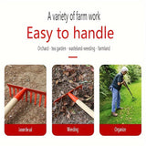 1pc Rastrillo de Jardín de Metal de Alta Resistencia con Mango Rojo - Robusto y Duradero para Deshierbe, Hojas Caídas y Limpieza de Jardín - No Necesita Energía - Perfecto para Terrenos Baldíos, Campos de Ropa y Jardinería al Aire Libre, Rastrillos para