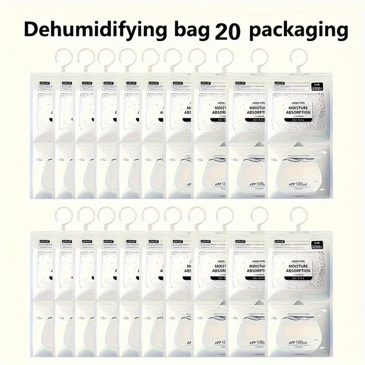 20 bolsas colgantes absorbentes de humedad, 56.43 oz de desecante - Ideal para clósets, dormitorios y baños. Bolsas absorbentes de agua colgantes efectivas. Kit antihumedad para el hogar