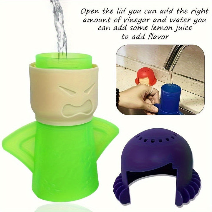 1 pieza, limpiador de vapor para microondas y horno "Mama Enojada", herramienta de limpieza de cocina multiusos, no tóxica, segura para refrigeradores y microondas, fácil de usar, material duradero de TPU, diseño vibrante azul, verde, púrpura, amarillo,