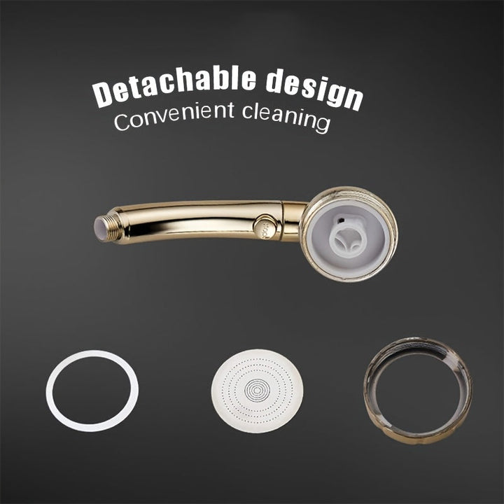 Rociador Dorado TATUKIKO de 3 Modos - Sistema de Ducha de Alta Presión con Cartucho ABS, Accesorio de Baño de Lujo Fácil Instalación para una Experiencia Relajante como en un Spa, Accesorios para Ducha
