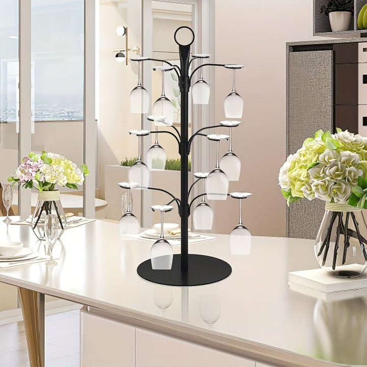 Soporte de vaso de vidrio elegante estilo europeo, estante de vaso de hierro, exhibición de vasos colgados al revés, centro de mesa decorativo para restaurante o establecimiento, soporte de vaso.