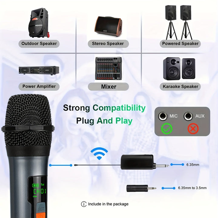 Microfono de Karaoke sin varillas, Micrófono Portátil para Fiestas en Casa, Regalo para Adultos con Soporte y Adaptador de 3.5mm Incluido