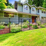 Valla Decorativa de Jardín Metálica de 108.97cm (Altura) con Arco y Cerradura para Puerta, Set de 6/10/11 Piezas sin Excavación, Barrera Animal Antirrobo, Malla de Alambre a Prueba de Óxido para Mascotas, Adecuada para Perros, Conejos y Patio,