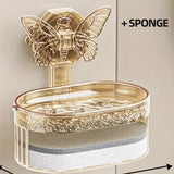 Conjunto de 2 hermosas mariposas jaboneras, caja de drenaje de doble capa con esponja, sin perforaciones ni marcas para montaje en pared, adecuado para baño y cocina, regalo de San Valentín, estantes