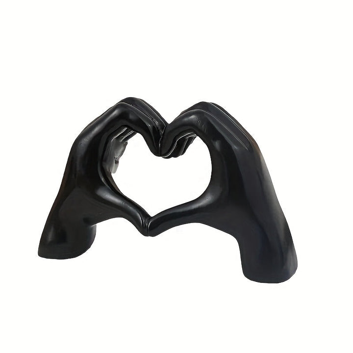 Estatuilla de Corazón Hecha a Mano en Resina - Diseño Clásico de Manos Entrelazadas Dorado, Decoración Elegante para Bodas y San Valentín, Adorno Romántico para Escritorio del Hogar u Oficina, Sin Necesidad de Electricidad