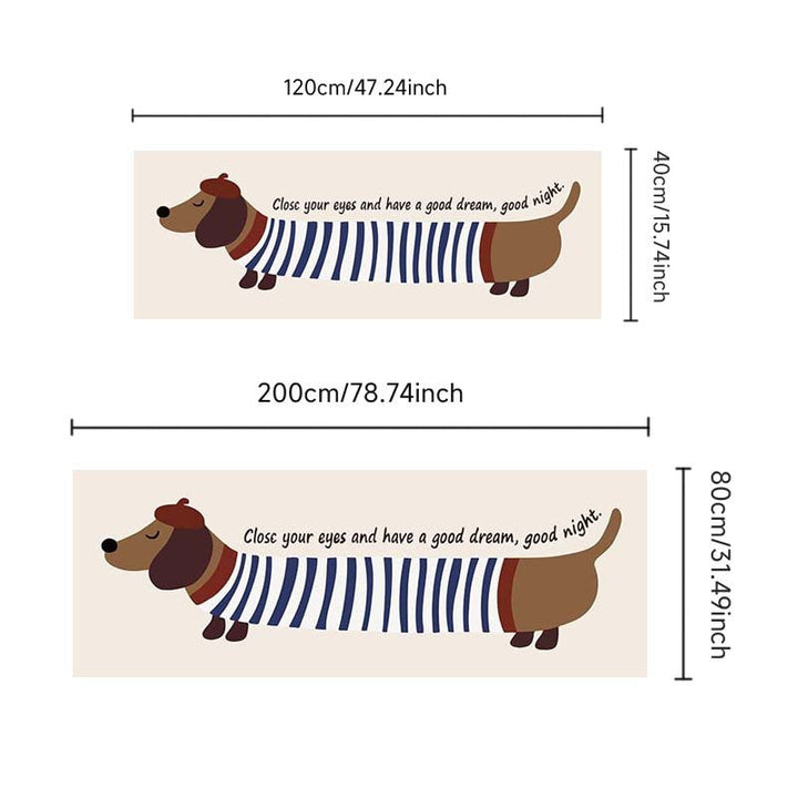 Alfombra de Peluche con Patrón de Perro Dachshund, Antideslizante y Lavable de Poliéster, Alfombra Rectangular de Alto Pelo y Esponjosa para Dormitorio, Uso Interior - Hecha a Máquina, Festiva para Navidad, Hanukkah, Graduación, Alfombras para Dormitorio