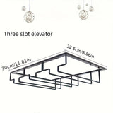 Soporte colgante para copas de vino, estante para copas debajo del mueble, estante de almacenamiento de hierro metálico, soporte para clasificación de copas, accesorios adecuados para bar, comedor, armario, cocina y organización