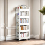 Carrito organizador de 5 niveles en blanco y negro, con ruedas - Organizador versátil para suministros de cocina, despensa y artículos del hogar - Diseño de fácil movilidad, sin necesidad de ensamblaje, solución de almacenamiento para cocina | Carrito de