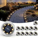 Luz solar para piso, iluminación exterior, sin cables, carga automática, batería de larga duración, ideal para jardín, césped o patio (4/8 piezas, luz cálida/blanca)