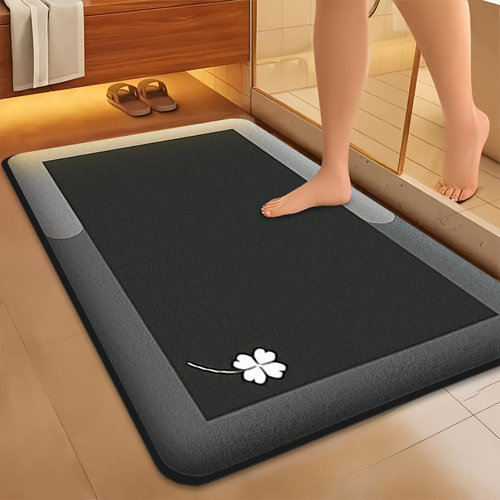 Alfombra de baño de felpa y franela geométrica - Ultra absorbente, antideslizante, secado rápido con respaldo de PVC, liviana y lavable a máquina, ideal para decoración de baño y entrada