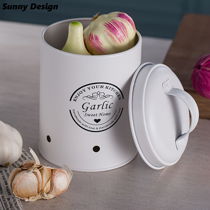 Un conjunto de 3 cubos de almacenamiento de metal para la conservación de verduras, adecuado para patatas, cebollas, ajo, caja de organización y almacenamiento de cocina duradera, blanco mate